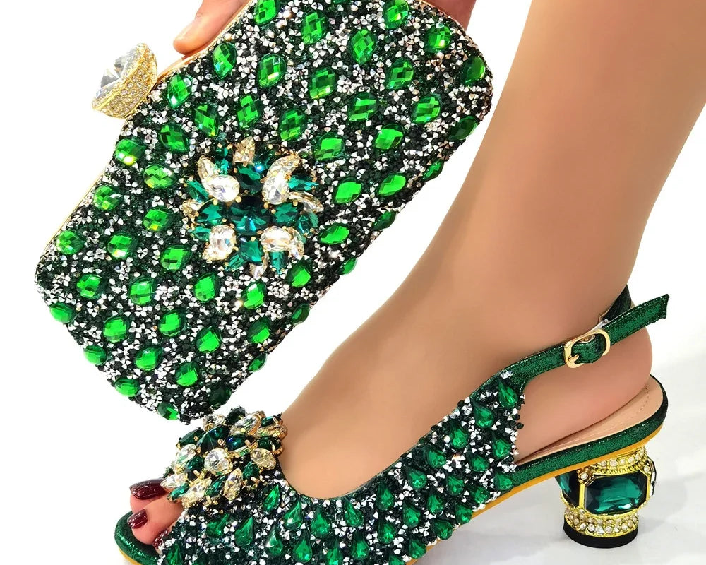 Ladies Italian Leather Shoe and Bag Set Blue Color Italian Shoe With Matching Bag Set 2022 Nigerian Shoes and Bag Set for Party - NEWYORKLISTED