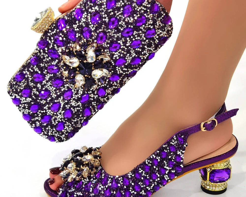 Ladies Italian Leather Shoe and Bag Set Blue Color Italian Shoe With Matching Bag Set 2022 Nigerian Shoes and Bag Set for Party - NEWYORKLISTED