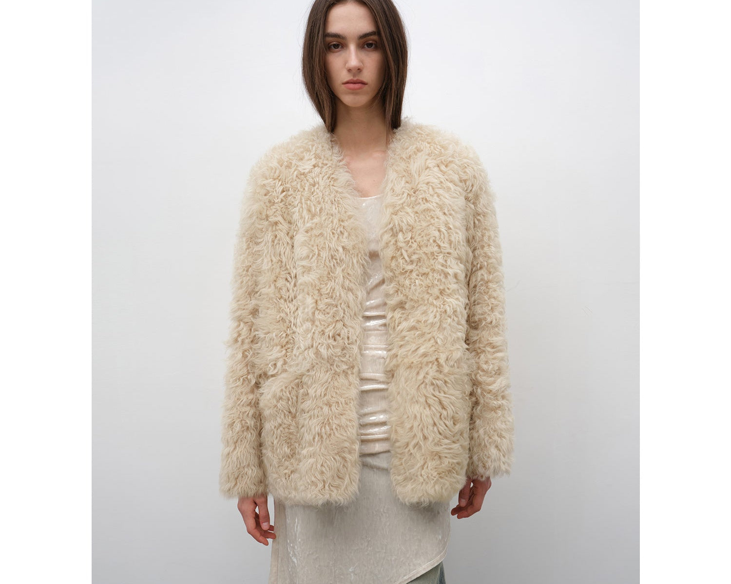 Castle Dusk Fashionable Casual V-Neck Italian Tuscan Sheepskin Coat - NEWYORKLISTED