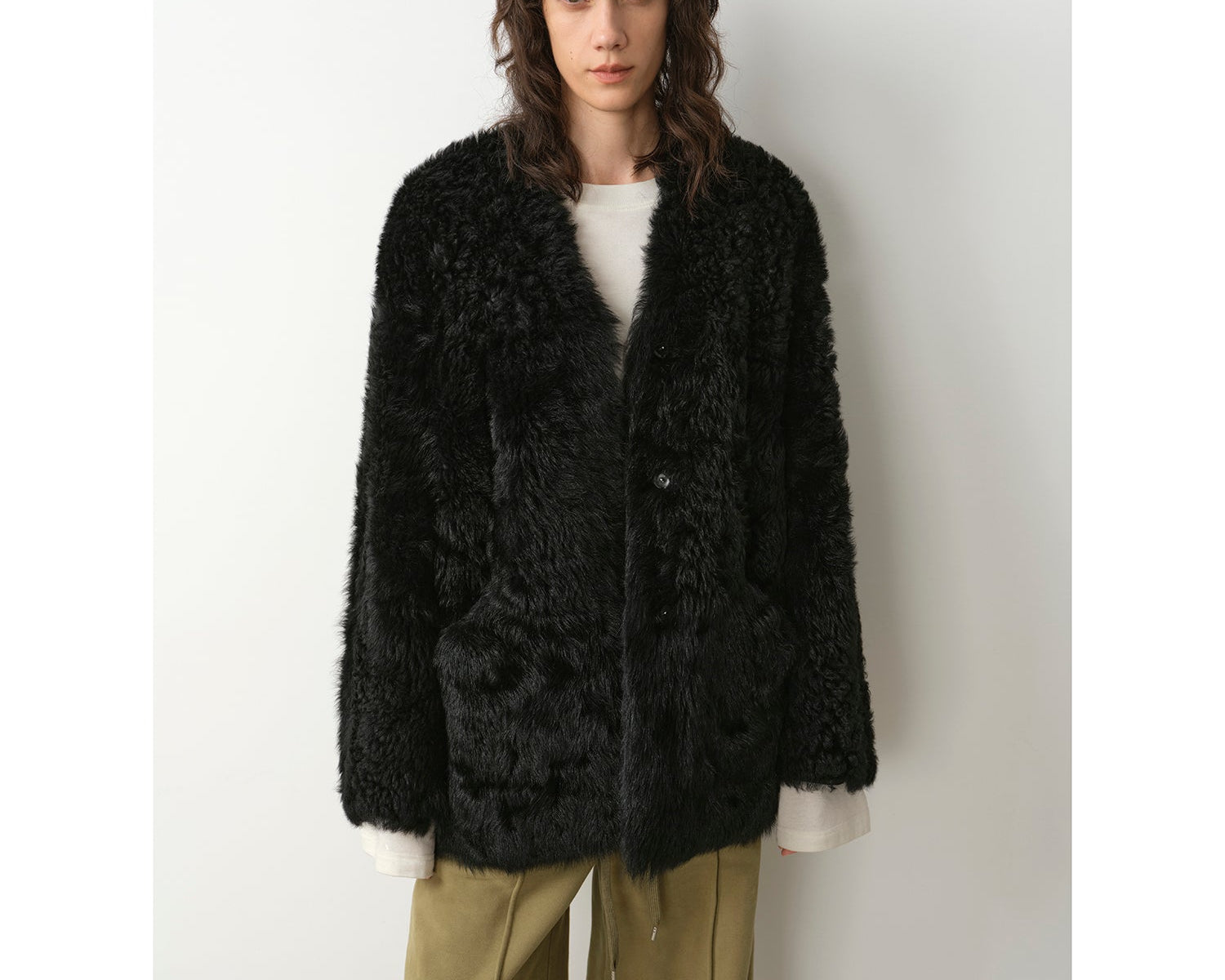 Castle Dusk Fashionable Casual V-Neck Italian Tuscan Sheepskin Coat - NEWYORKLISTED