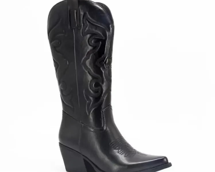 Fashion Women 2023 Cowboy Short Ankle Boots for Women Chunky Heel Cowgirl Boots Embroidered Mid Calf Western Boots Hot - NEWYORKLISTED