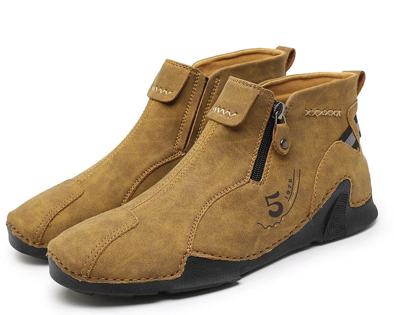 Winter New Chelsea Men's Boots Suede Ankle Boot British Style Leather Boots Men Fashion Boots Soft Sole Round Head Wedding Boots - NEWYORKLISTED