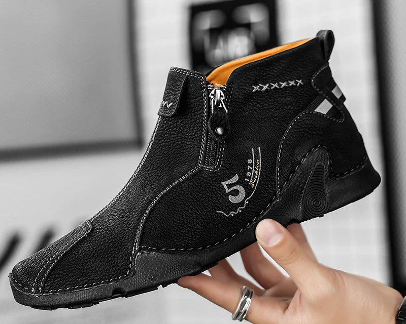 Winter New Chelsea Men's Boots Suede Ankle Boot British Style Leather Boots Men Fashion Boots Soft Sole Round Head Wedding Boots - NEWYORKLISTED