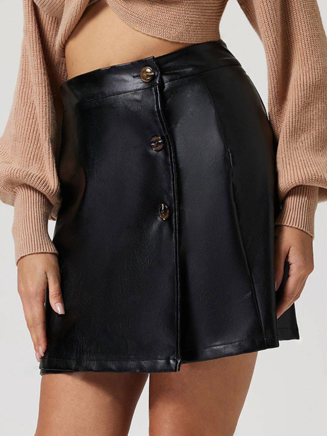Buttoned High Rise Mini Skirt - NEWYORKLISTED