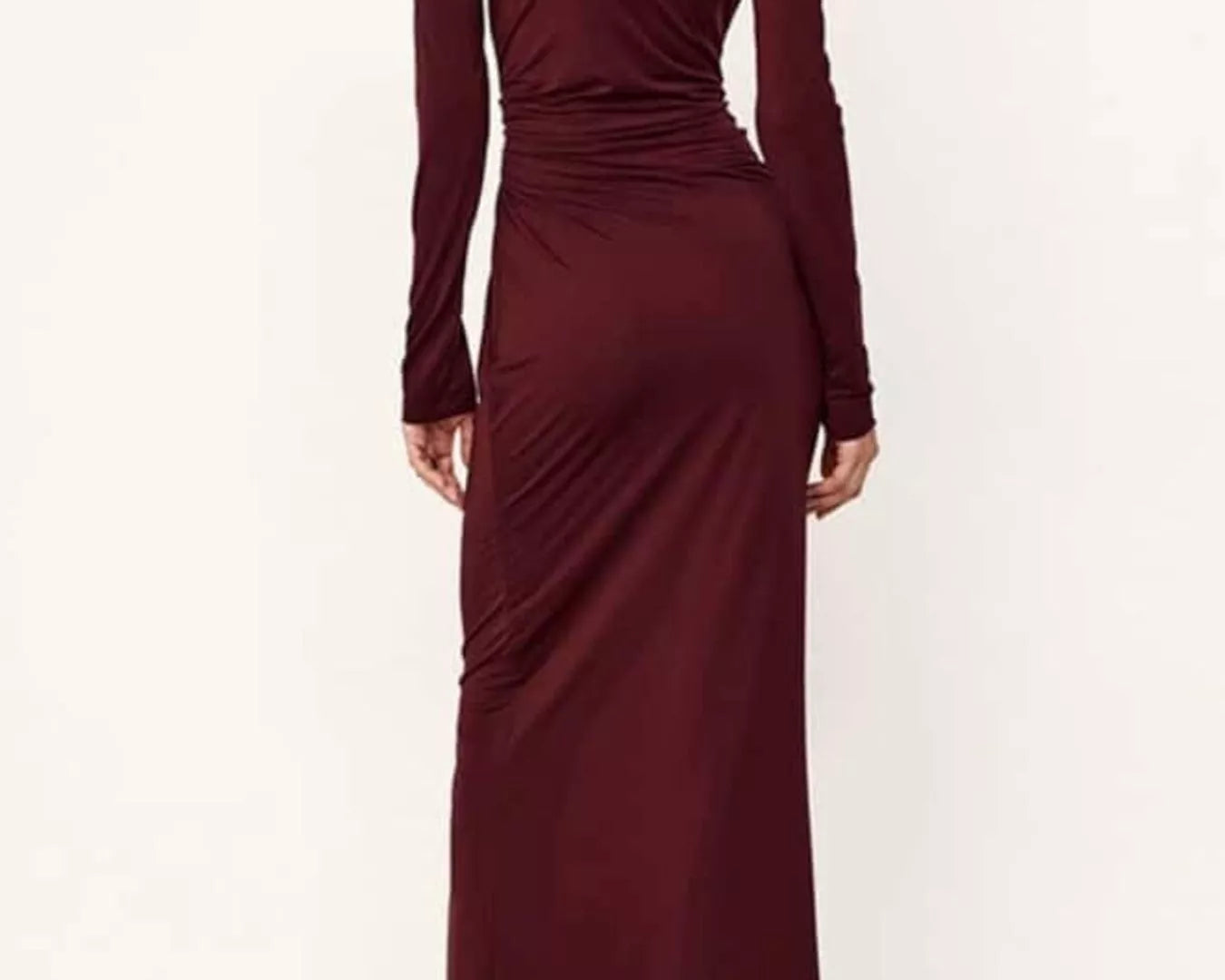 NEWYORKLISTED STYLE COLLECTION: Burgundy long-sleeve dress on a white background
