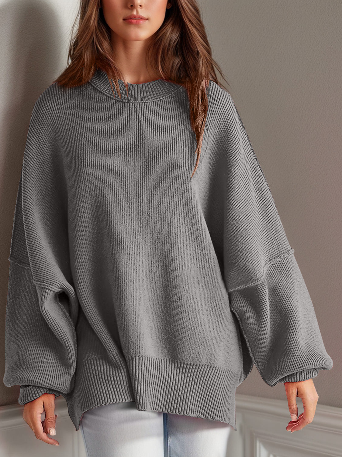NEWYORKLISTED STYLE COLLECTION: Round Neck Long Sleeve Sweater - NEWYORKLISTED