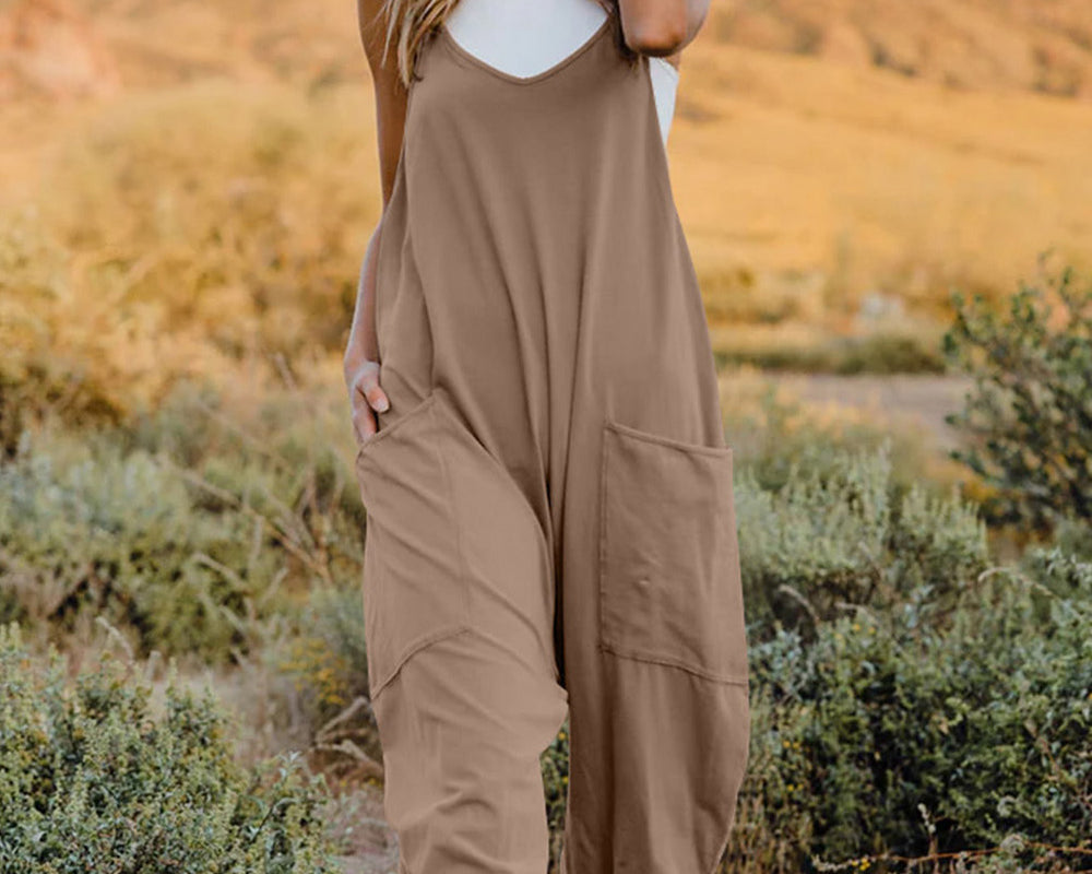 NEWYORKLISTED V-Neck Sleeveless Jumpsuit with Pockets - NEWYORKLISTED