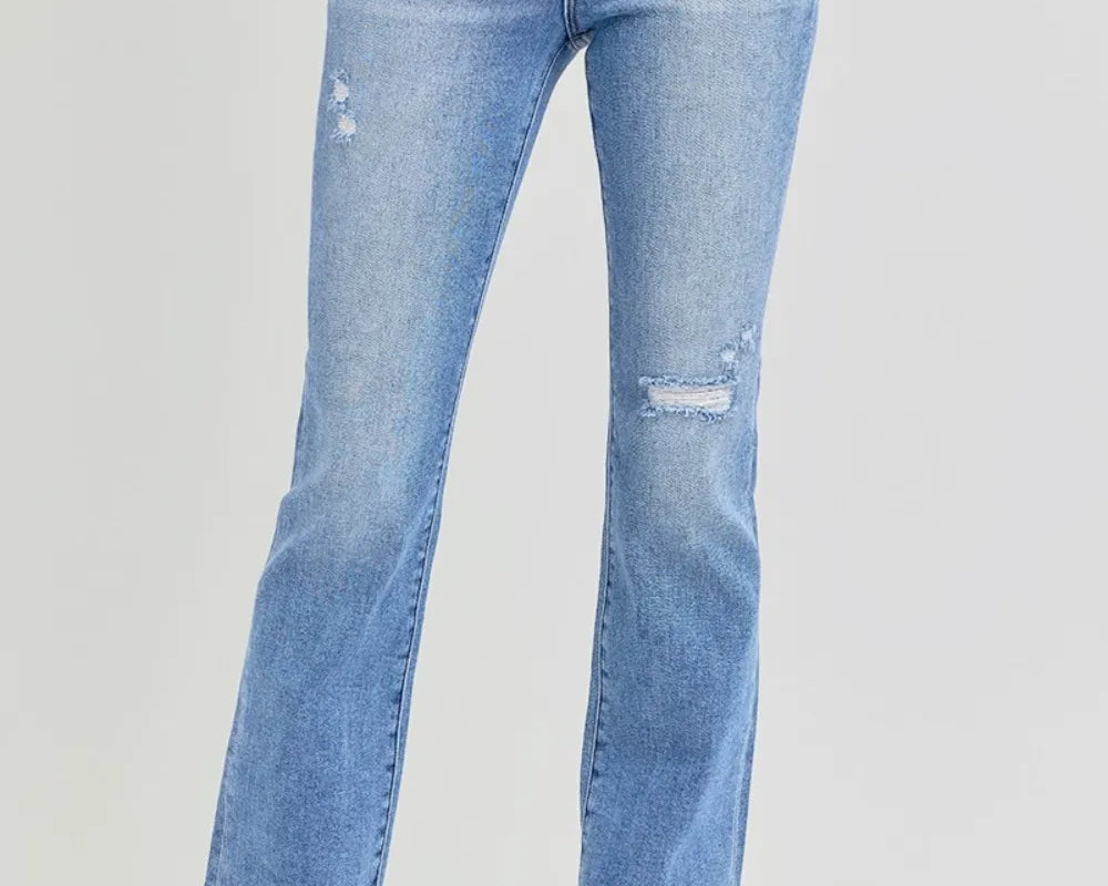 RISEN Full Size Distressed High-Rise Ankle Straight Jeans: NEWYORKLISTED STYLE COLLECTION