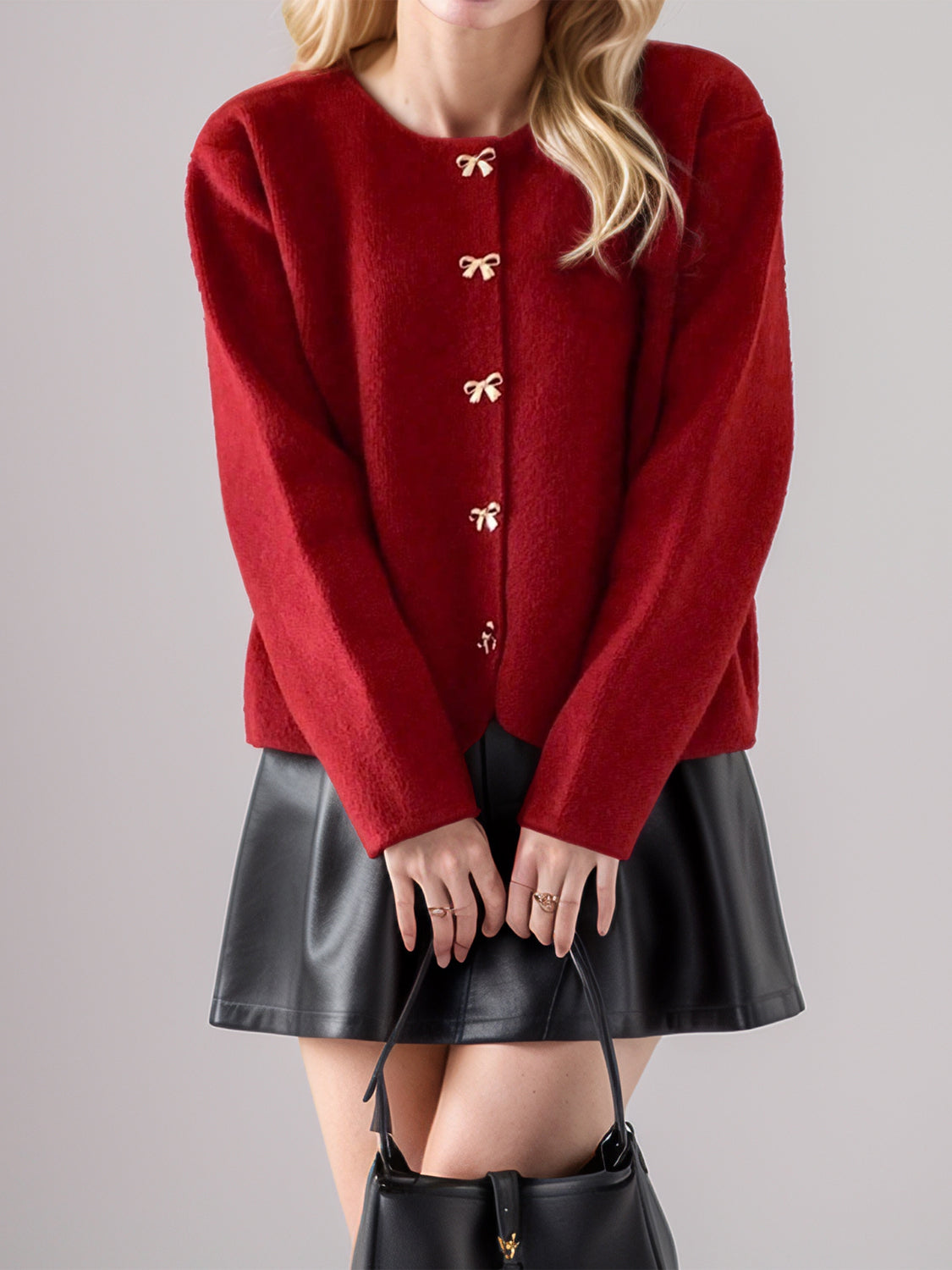 NEWYORKLISTED STYLE COLLECTION: Bow Button Long Sleeve Cardigan - NEWYORKLISTED