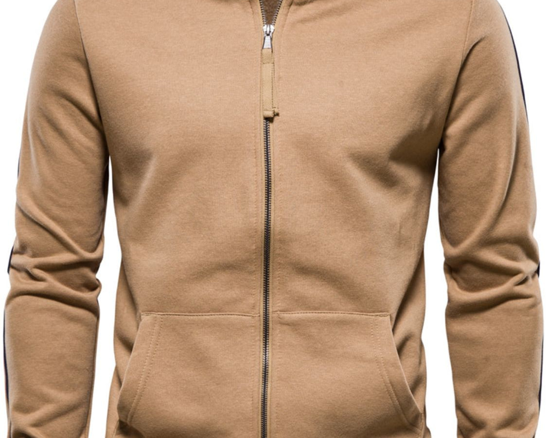 NEWYORKLISTED ATLAS MEN's COLLECTION: Men's Zip Up Long Sleeve Sweatshirt in Camel