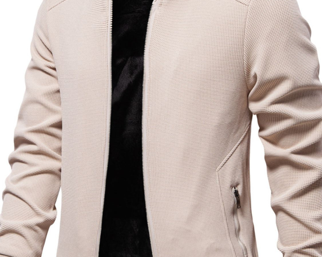 NEWYORKLISTED ATLAS MEN'S COLLECTION: Waffle Knit Baseball Collar Jacket