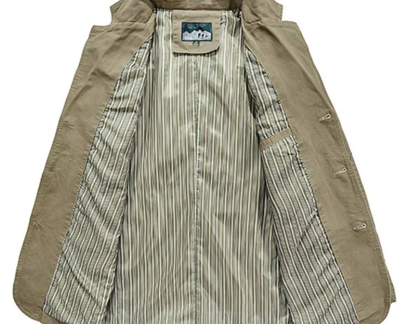 NEWYORKLISTED ATLAS MEN"S COLLECTION: Brown jacket with striped lining on a white background
