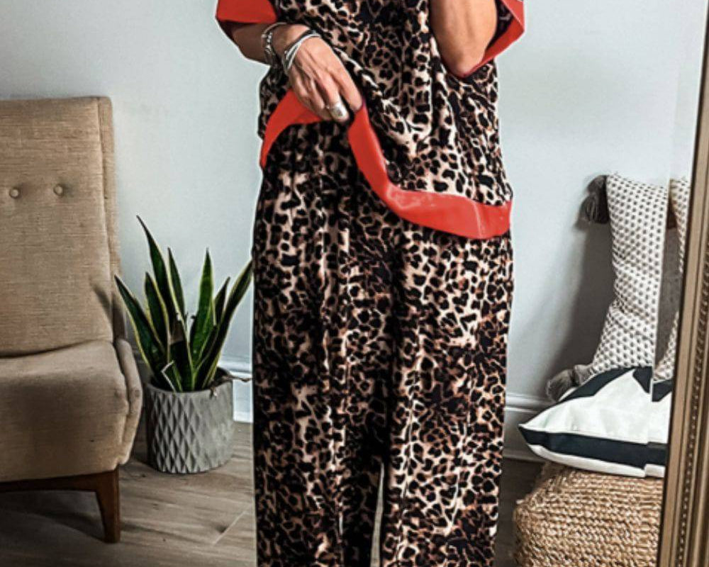NEWYORKLISTED STYLE COLLECTION: Leopard Print Silky Top and Pants Lounge Set - NEWYORKLISTED