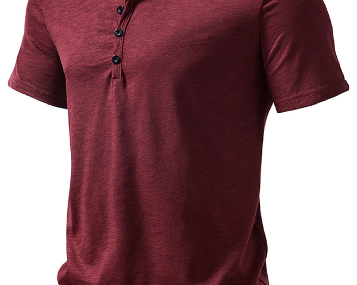 NEWYORKLISTED ATLAS MEN'S COLLECTION: Maroon short-sleeve henley shirt on a white background