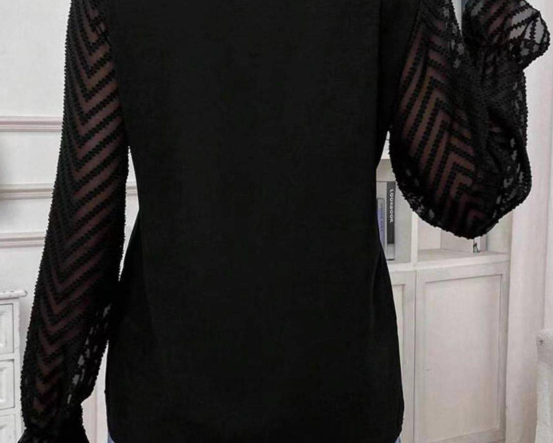 V-Neck Flounce Sleeve Blouse - NEWYORKLISTED