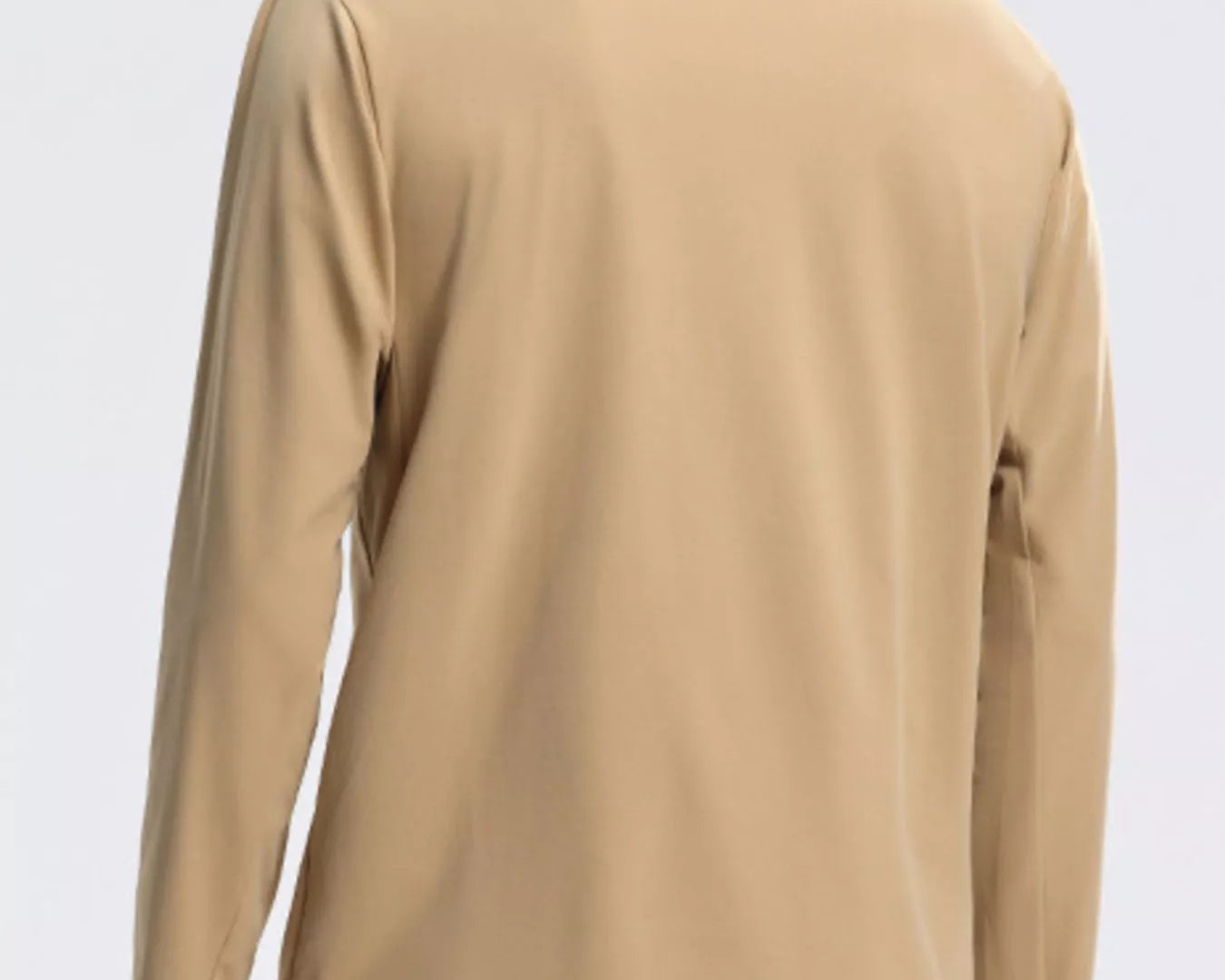 NEWYORKLISTED ATLAS MEN's COLLECTION: Person wearing a beige long-sleeve shirt on a white background
