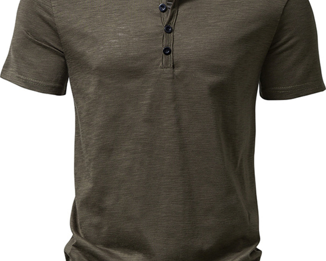 NEWYORKLISTED ATLAS MEN'S COLLECTION: Green short-sleeve henley shirt on a white background
