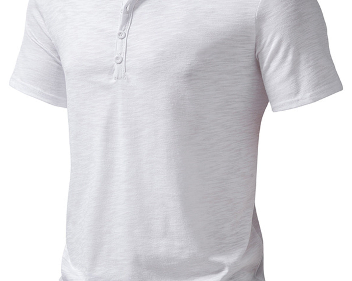 NEWYORKLISTED ATLAS MEN'S COLLECTION: White short-sleeve henley shirt on a white background