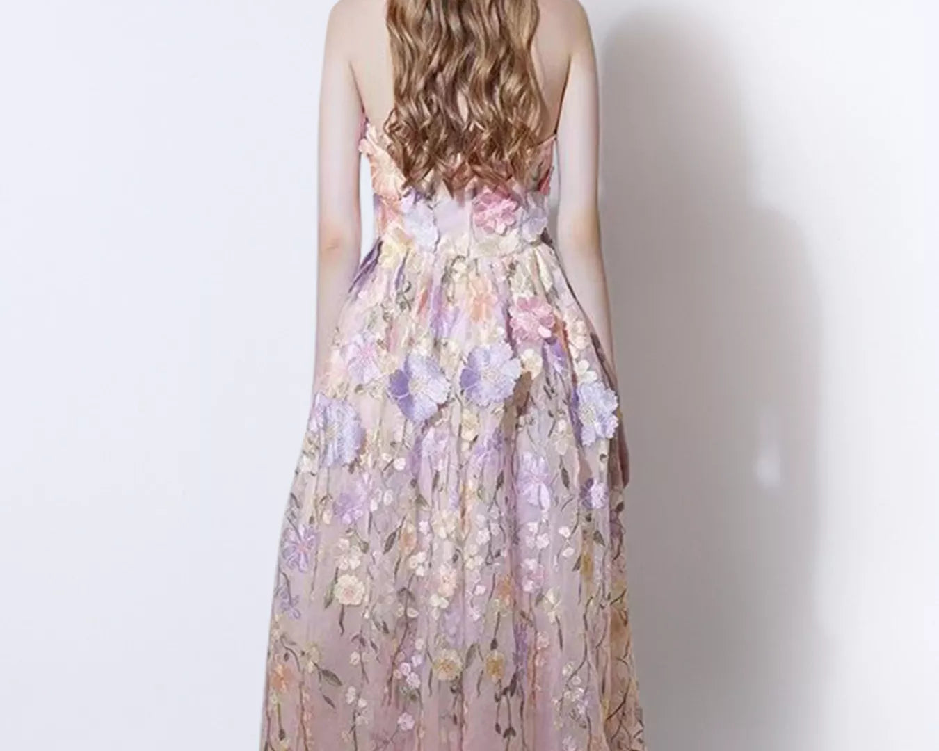 NEWYORKLISTED STYLE COLLECTION: Woman wearing a floral dress with a white background