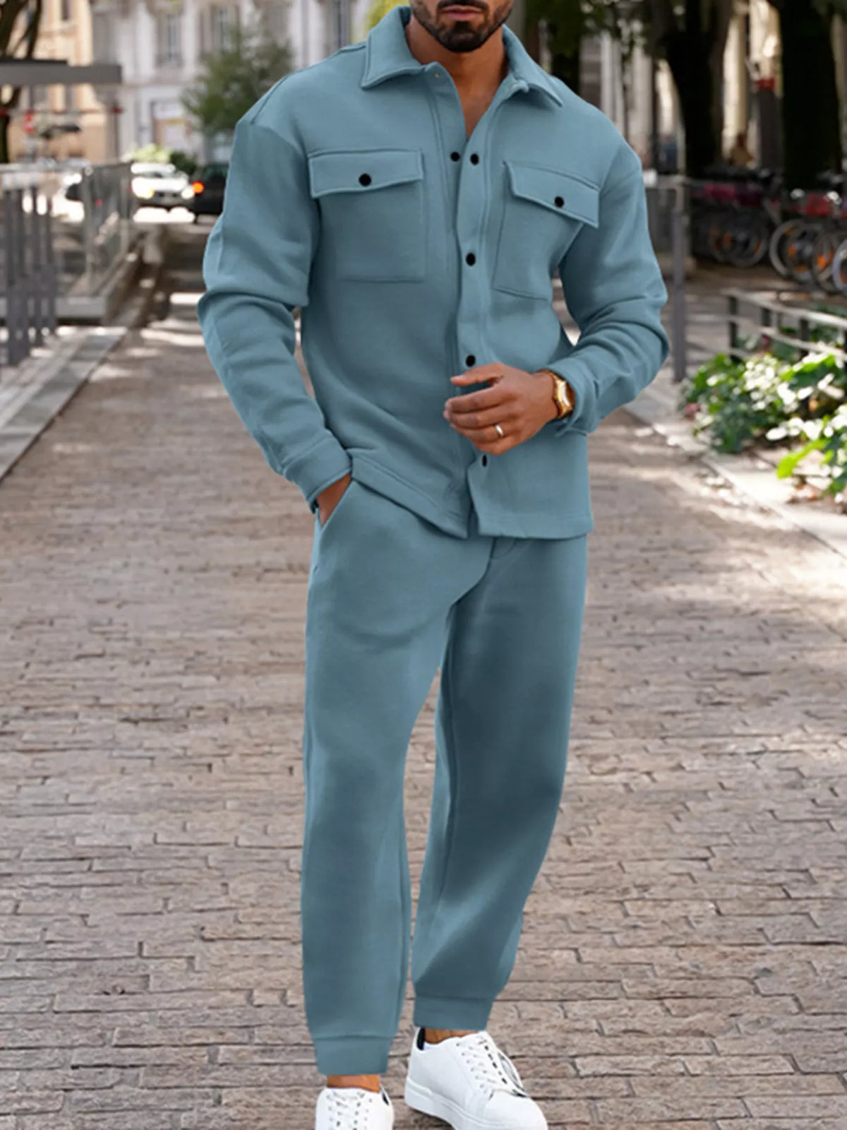NEWYORKLISTED ATLAS MEN'S COLLECTION – Men's long-sleeve shirt and joggers two-piece set, product image 2