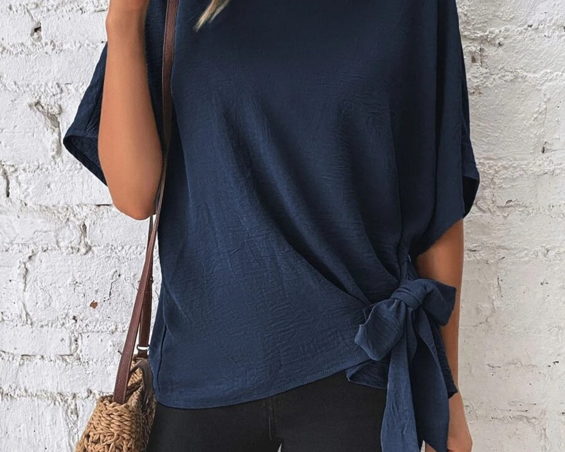 NEWYORKLISTED STYLE COLLECTION: Side Bow Short Sleeve Blouse - NEWYORKLISTED