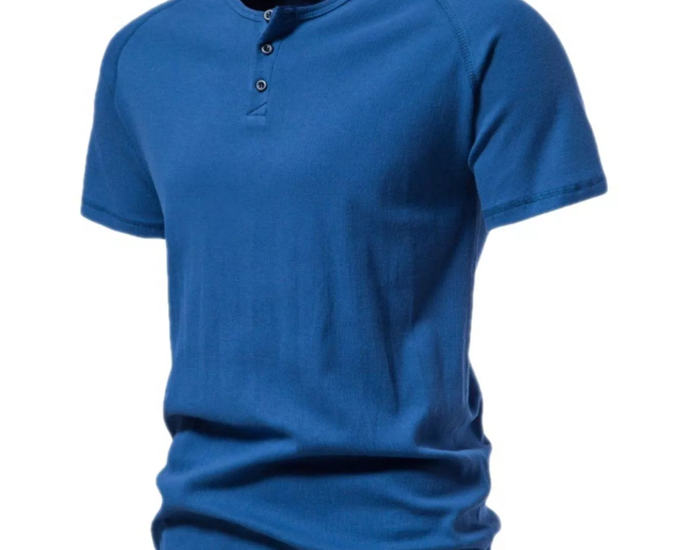 NEWYORKLISTED ATLAS MEN'S COLLECTION: Blue henley shirt on a white background