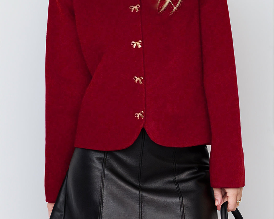 NEWYORKLISTED STYLE COLLECTION: Bow Button Long Sleeve Cardigan - NEWYORKLISTED