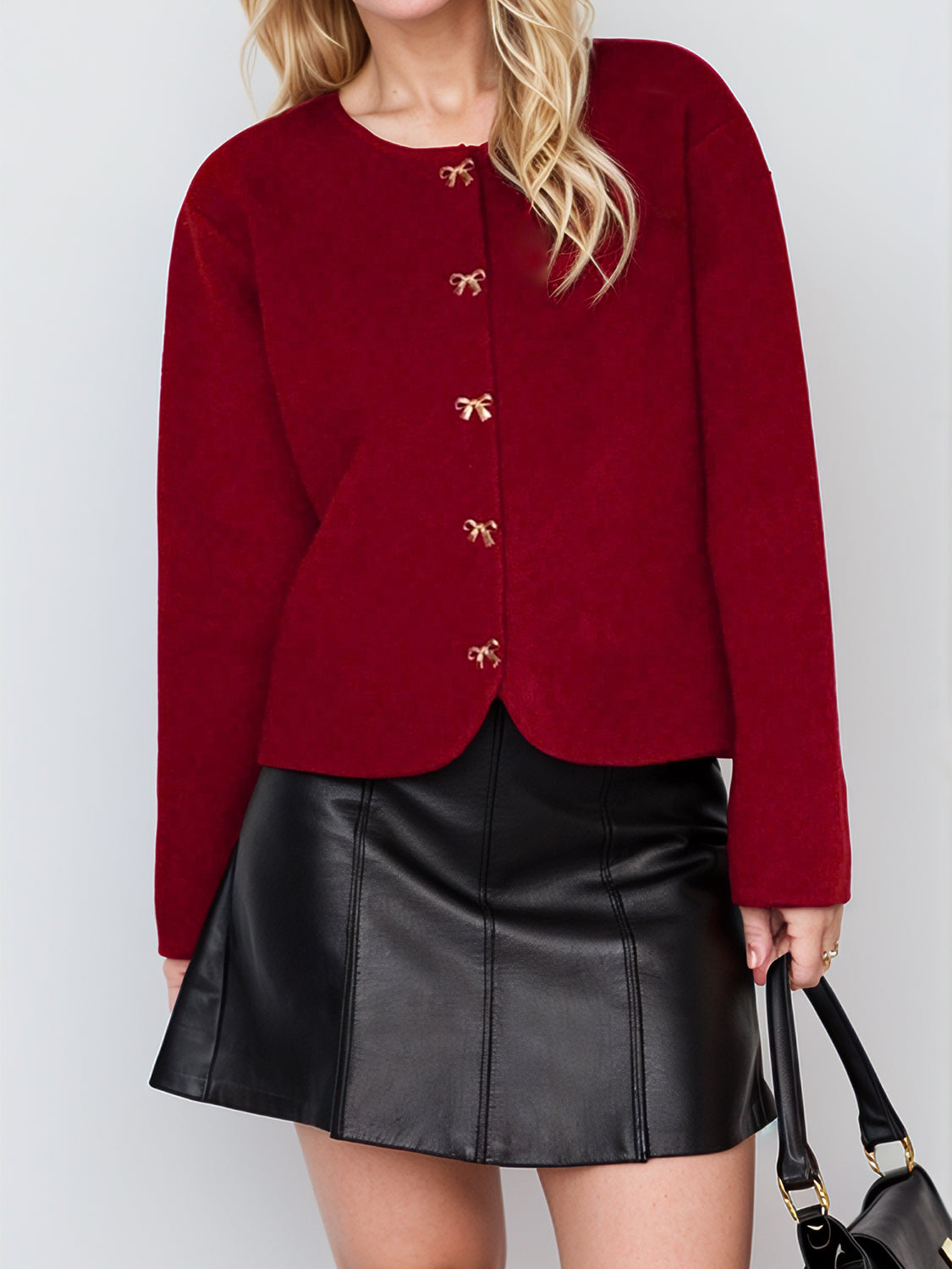 NEWYORKLISTED STYLE COLLECTION: Bow Button Long Sleeve Cardigan - NEWYORKLISTED