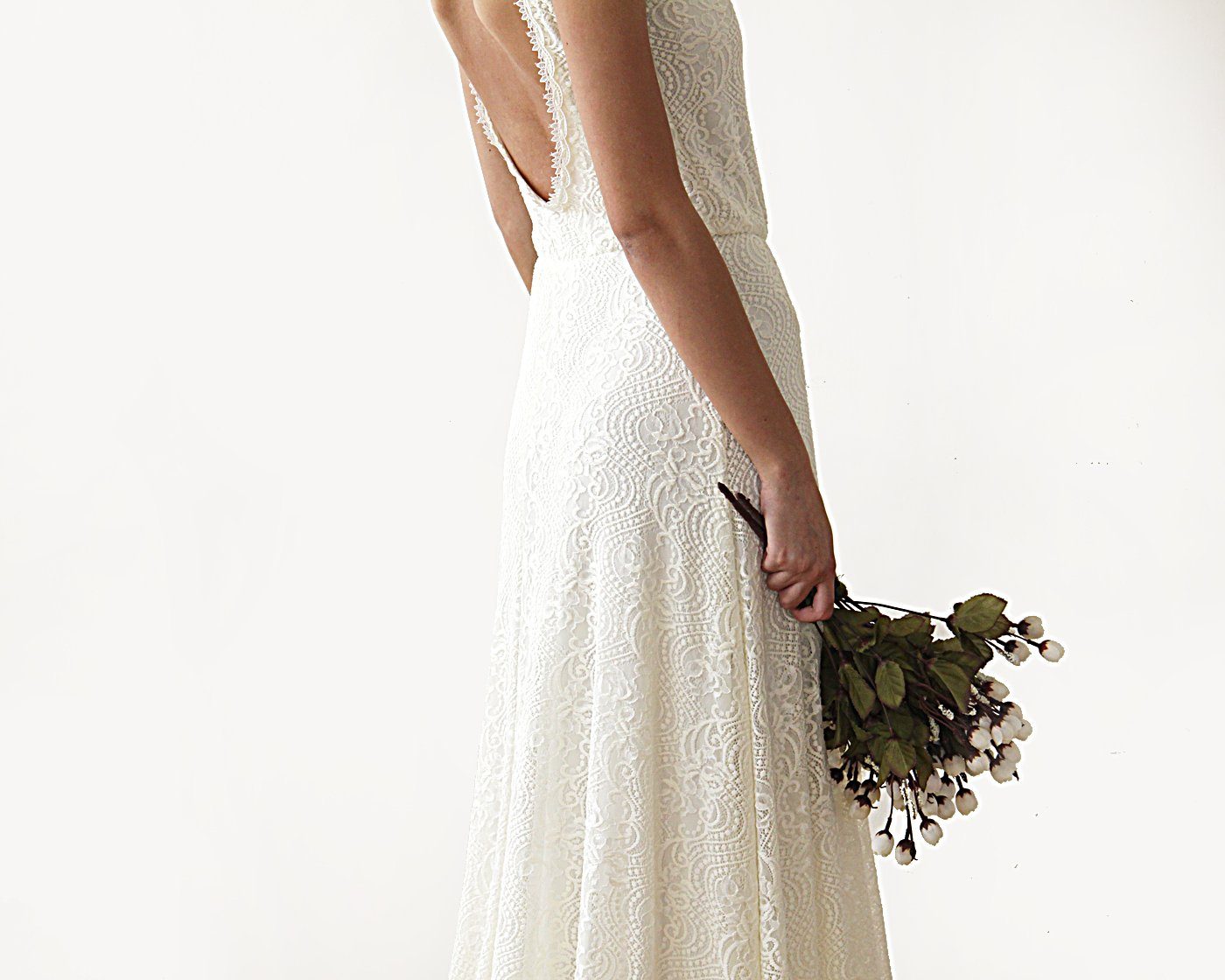 Sleeveless Backless Lace Dress With Train #1180 - NEWYORKLISTED