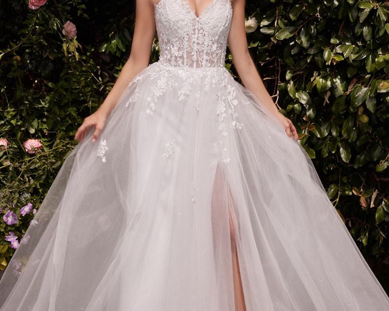 Strapless A-Line Lace & Tulle Wedding Dress-3