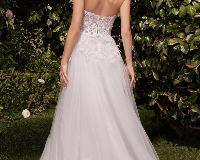 Strapless A-Line Lace & Tulle Wedding Dress-2