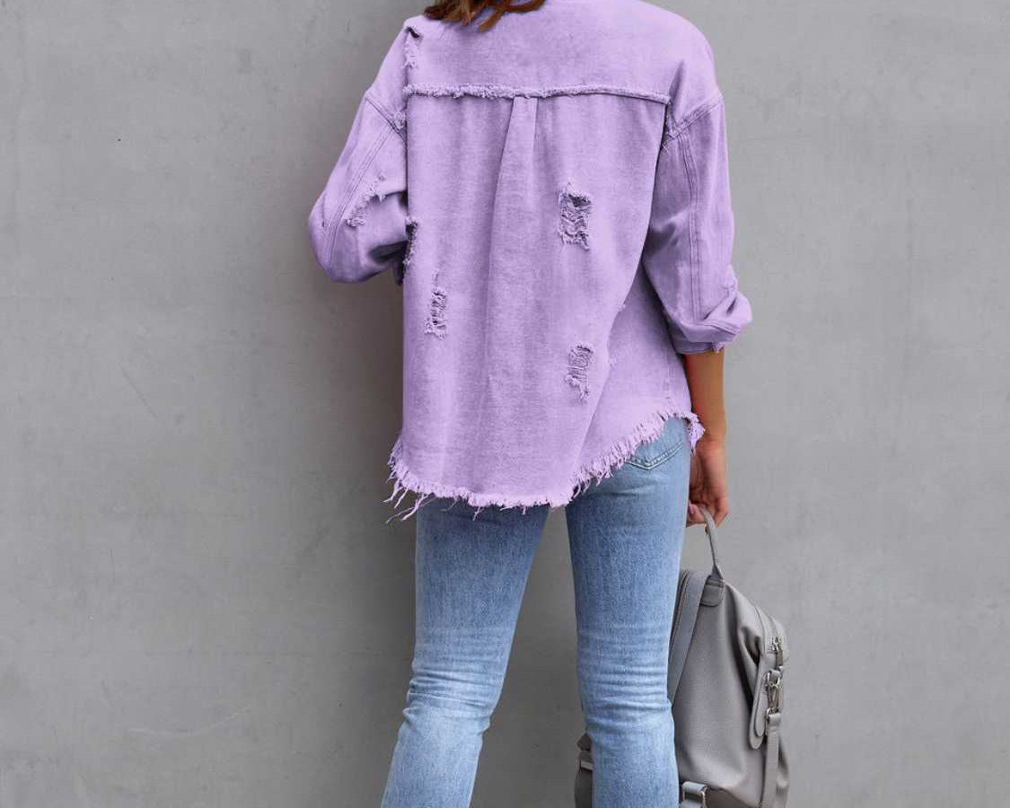 NEWYORKLISTED STYLE COLLECTION: Distressed Color Pop Denim Jacket - NEWYORKLISTED