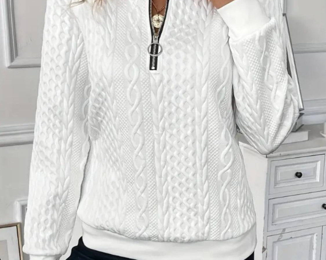 Texture Half Zip Long Sleeve Sweatshirt - NEWYORKLISTED