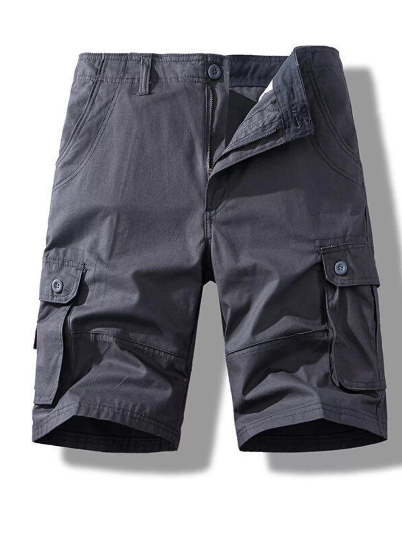 NEWYORKLISTED ATLAS MEN'S COLLECTION: Gray cargo shorts on a white background