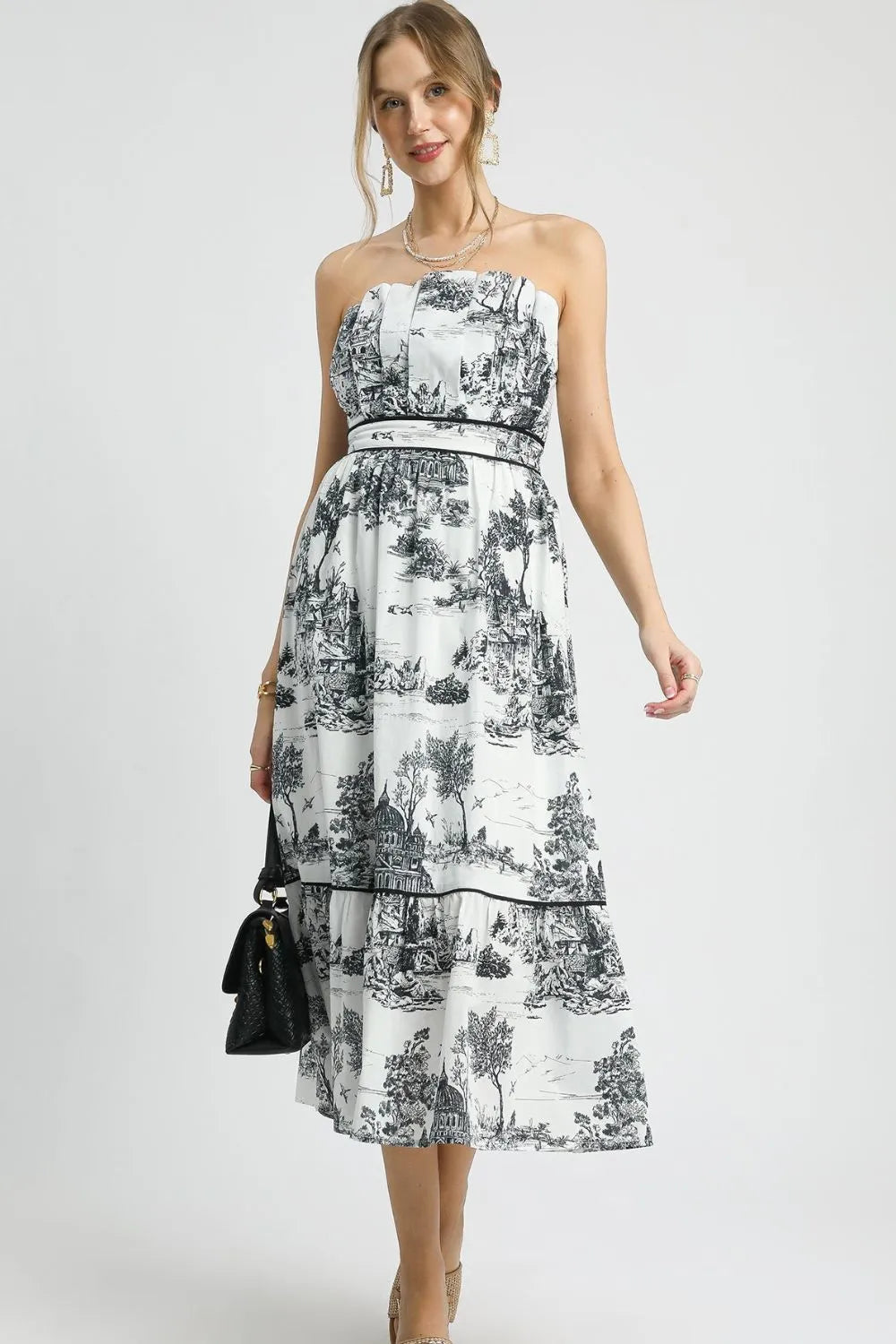 NEWYORKLISTED STYLE COLLECTION: Printed Tiered Tube Midi Dress