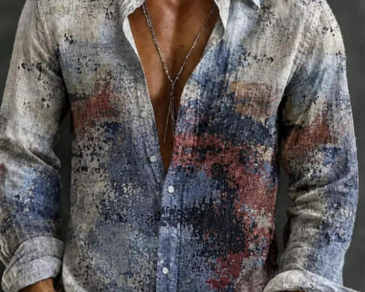 NEWYORKLISTED ATLAS MEN'S COLLECTION: Men's multi-color striped long-sleeve shirt, product detail