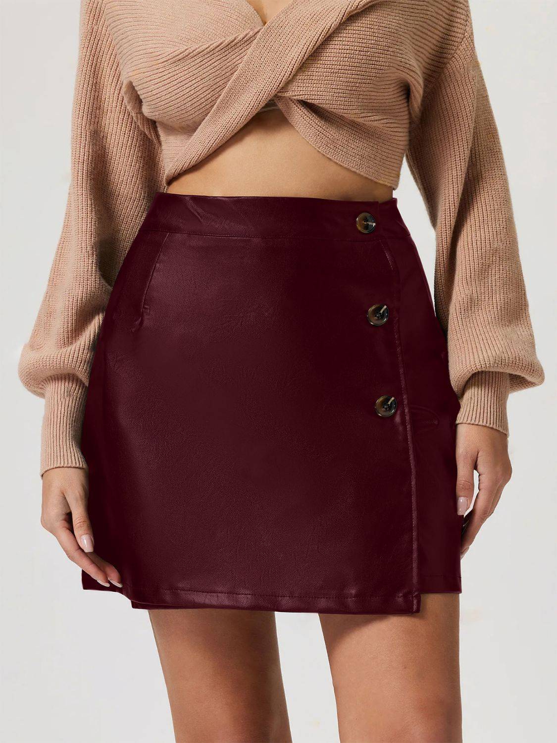 Buttoned High Rise Mini Skirt - NEWYORKLISTED