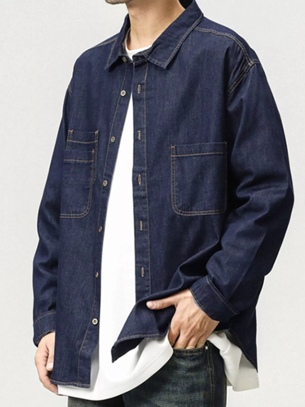 NEWYORKLISTED ATLAS MEN'S COLLECTION – Men's long-sleeve denim button-down shirt, product image 2