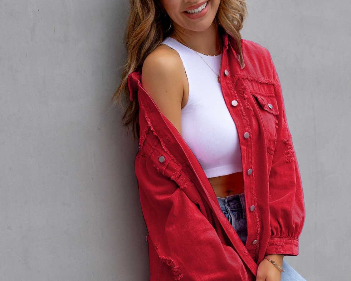 NEWYORKLISTED STYLE COLLECTION: Distressed Color Pop Denim Jacket - NEWYORKLISTED