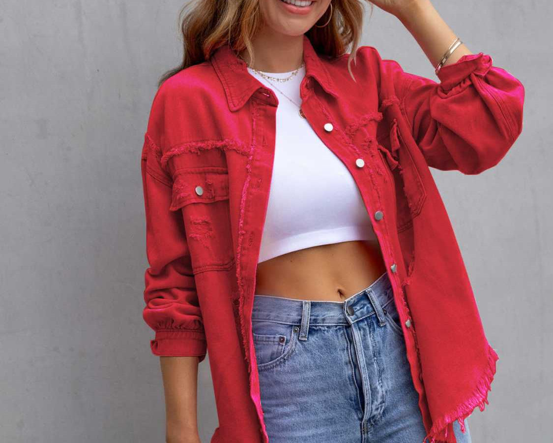 NEWYORKLISTED STYLE COLLECTION: Distressed Color Pop Denim Jacket - NEWYORKLISTED