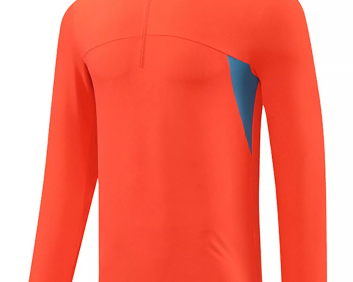 NEWYORKLISTED ATLAS MEN'S COLLECTION: Orange long-sleeve athletic shirt with a blue patch on a white background
