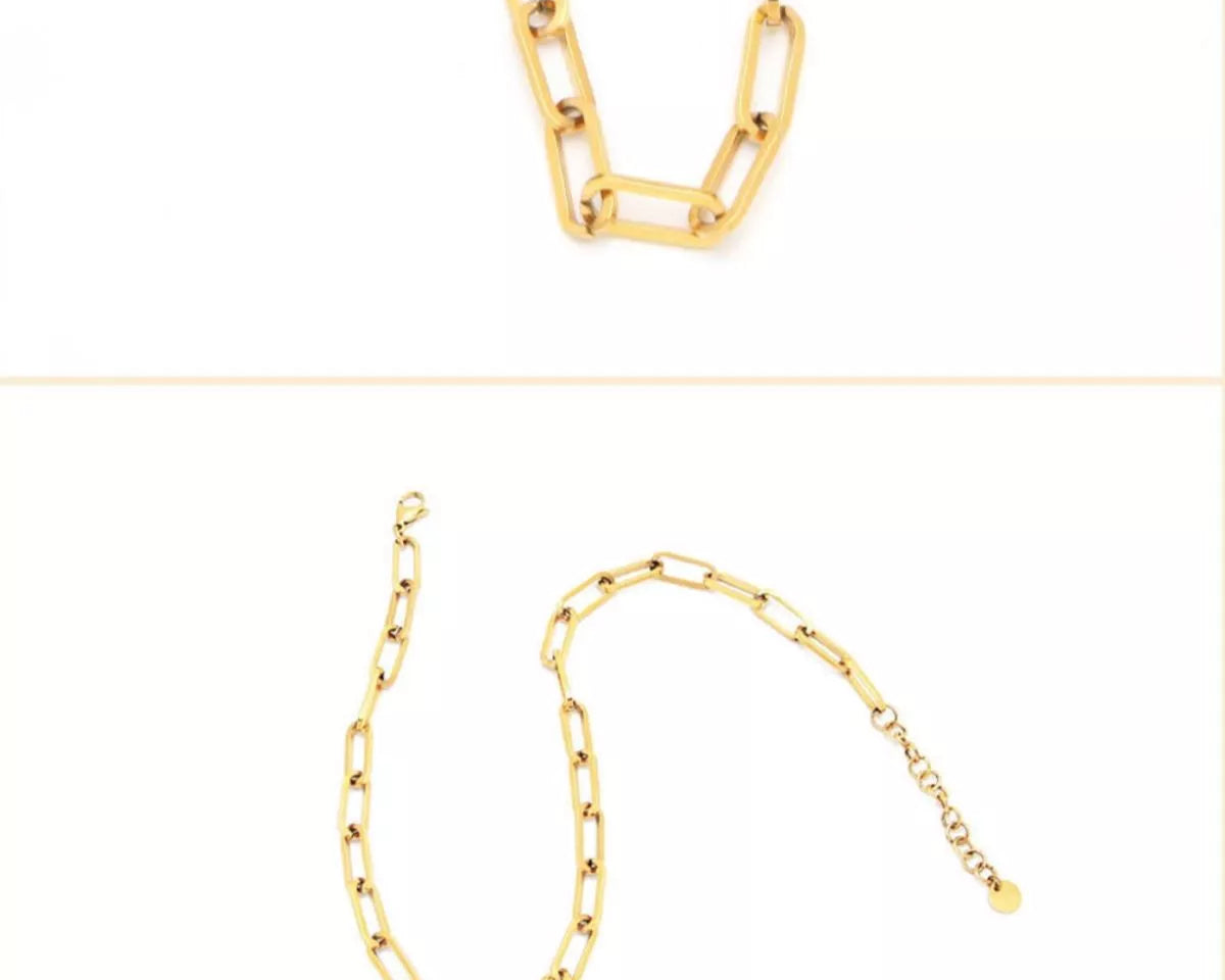 NYLD Glamour Collection by NEWYORKLISTED: Gold chain necklace on a white background