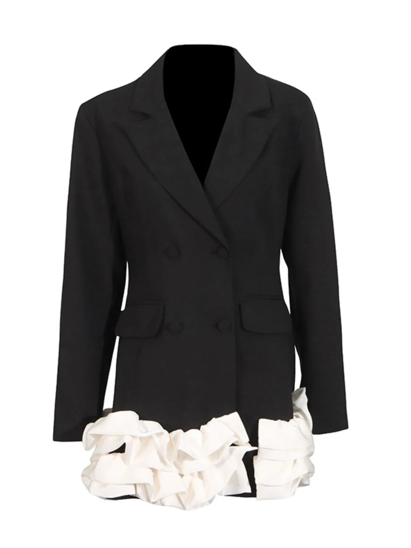 NEWYORKLISTED Runway Style: Black blazer with white floral details on a white background