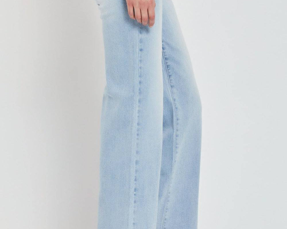 NEWYORKLISTED STYLE COLLECTION: Bleached Blue Wide Leg Denim Jeans - NEWYORKLISTED
