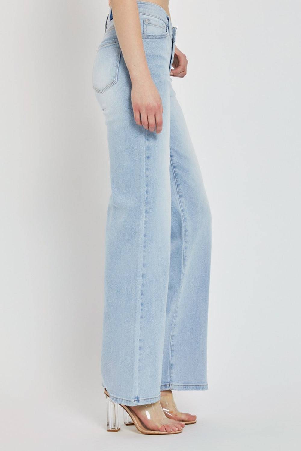 NEWYORKLISTED STYLE COLLECTION: Bleached Blue Wide Leg Denim Jeans - NEWYORKLISTED