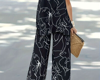 NEWYORKLISTED STYLE COLLECTION: Abstract Print Round Neck Tank and Pants Set