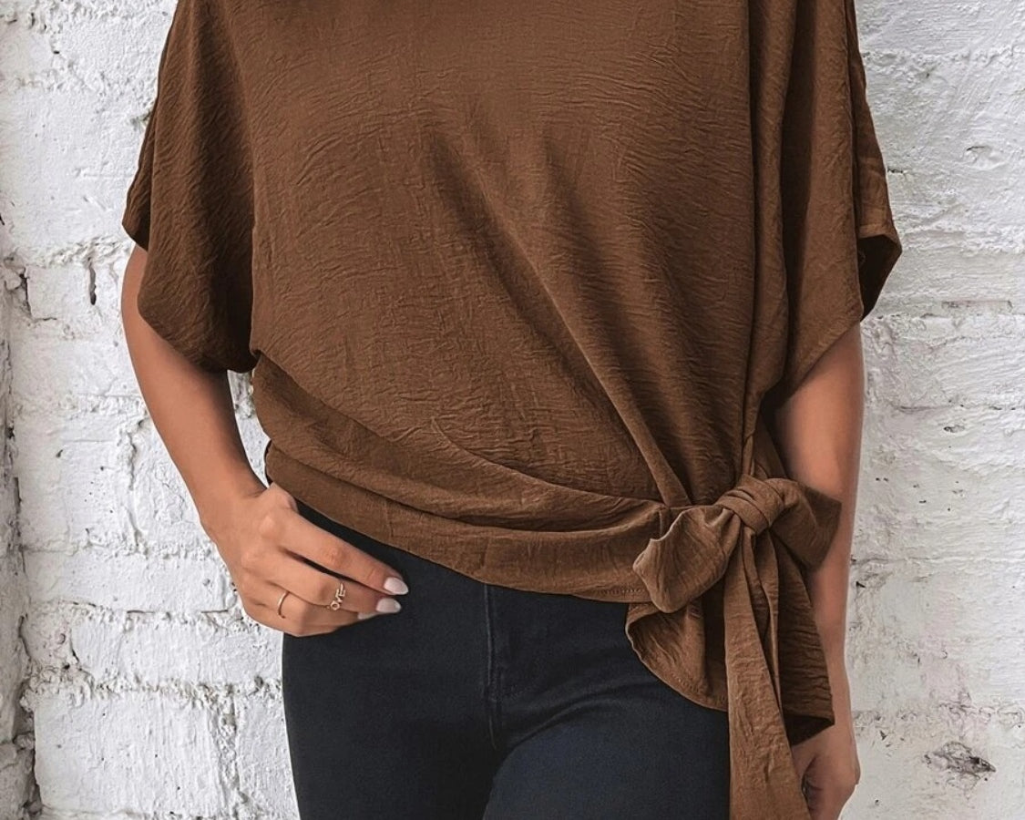 NEWYORKLISTED STYLE COLLECTION: Side Bow Short Sleeve Blouse - NEWYORKLISTED