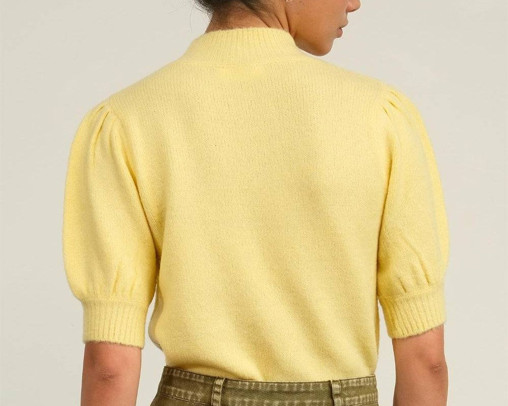 NEWYORKLISTED Style Collection: Mock Neck Puff Sleeve Sweater - NEWYORKLISTED
