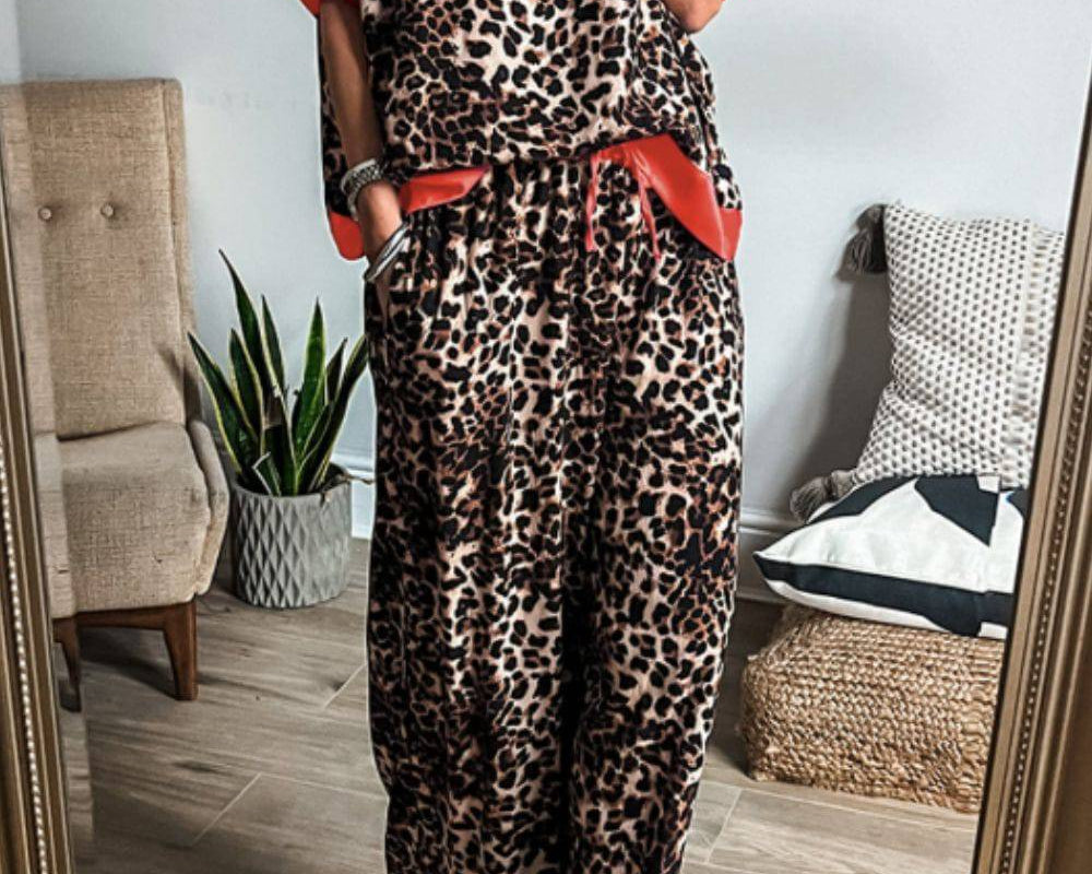 NEWYORKLISTED STYLE COLLECTION: Leopard Print Silky Top and Pants Lounge Set