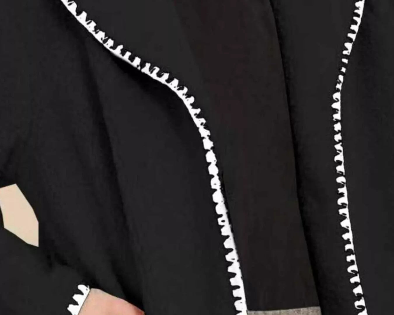 NEWYORKLISTED STYLE COLLECTION: Black garment with white trim on a neutral background